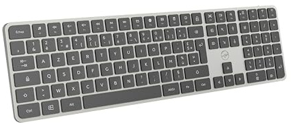 Mobility Lab - KP430W - Teclado inalámbrico multiconexión, AZERTY, Receptor 2.4 GHz USB + 3 x Bluetooth, 15 accesos directos Multimedia, Carga rápida vía USB-C - Windows