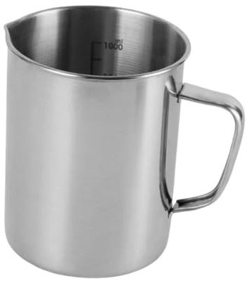 Gcljlmy Bicchiere graduato in acciaio inox, con manico, contenitore grande, brocca per mixer da cucina per latte art