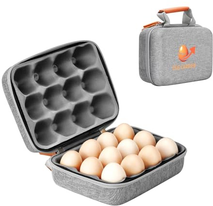 Samlomi Outdoor Egg Containers With Lid, 12 Slots Reusable Cartons With Handle, Shockproof Egg Storage Carrier Tray For Party Picnic Travel, Portable Holder Protection Anti-Breakage Box