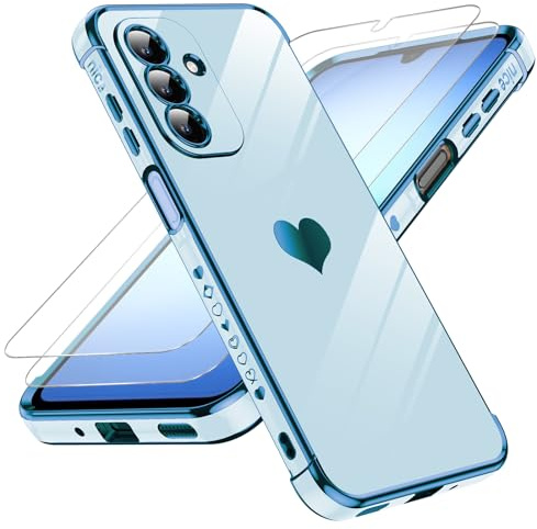 LeYi for Samsung Galaxy A17 4G/5G Phone Case with 2 Screen Protector Blue | Scratch Resistant Silicone Cover Slim Soft TPU Shockproof Protective Mobile Case for A 17 - Blue