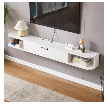 Xumh2024-3 TV Console Furniture Minimalist Floating TV Stand Small Living Room and Bedroom Storage Rack with Cable Management(White)