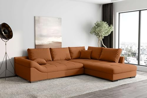 99rooms Terra Ecksofa Polsterecke Eckcouch Strukturstoff Neve Rostfarben Ottomane Rechts