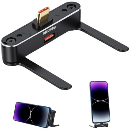 aceyoon 240W USB C Docking Station mit Handyhalterung, Faltbares Multi Angle Design USB C Hub Dock 80 Gbps Datenhub und Schnellladen unterstützt 16K@60Hz Display für iPhone, Galaxy & USB-C Geräte