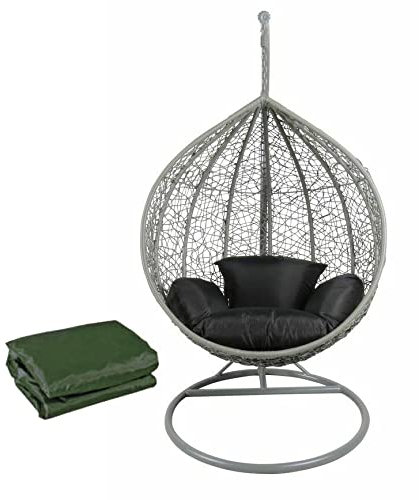 dirty pro tools™ Grey Colour Rattan Swing Egg Chair Outdoor Garden Patio Hanging Wicker Weave Furniture