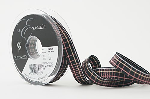 Berisfords Winter Plaid Ruban, Rose Gold, 15 mm