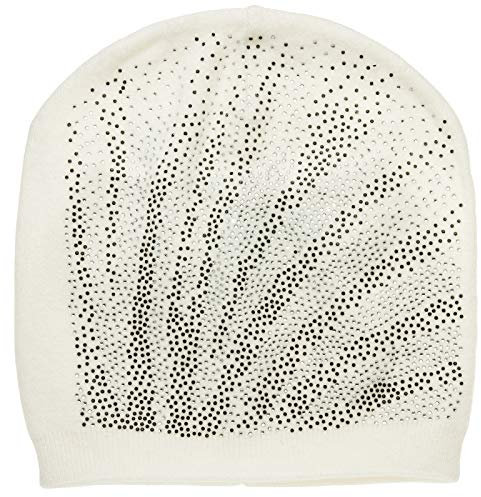 Caspar MU183 Damen Beanie Mütze mit Strass, Farbe:weiss, Größe:One Size