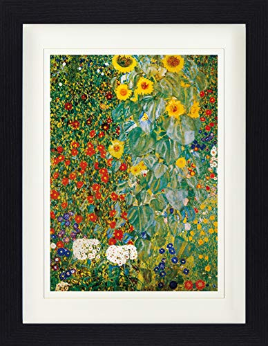 1art1 Gustav Klimt Poster Bauerngarten Mit Sonnenblumen, 1905-06 Gerahmtes Bild Mit Edlem Passepartout | Wand-Bilder | Im Bilderrahmen 40x30 cm