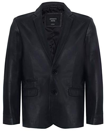 Men's Black Genuine Leather Blazer Soft Real Italian Fitted Vintage Jacket Coat XL