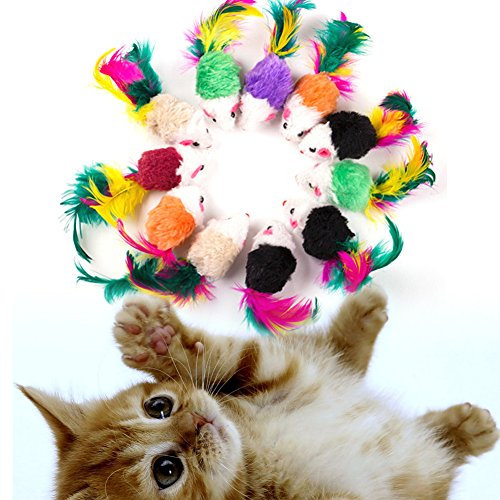Sarekung Chat Souris Jouets Plume Souris interactif Mini Animal drôle Jouant Jouets pour Chats Chaton (50pcs)