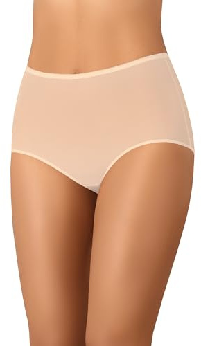 Teyli Slip Femme en Maille Transparente – Bikinis et Slips Taille Haute pour Femmes – Slip Taille Haute Femme avec Doublure en Coton. Beige XXL