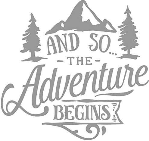 Samunshi® Camping Aufkleber 'The Adventure Begins' in 8 Größen und 25 Farben (30x29cm grau)