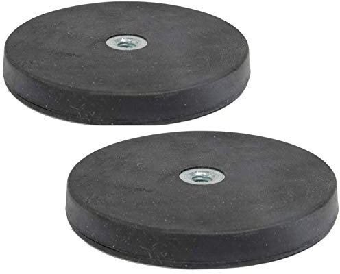 Neodym Magnete Gummiert Ø 66mm Mit M6 Innengewinde Bohrung 22KG Zugkraft Flachgreifer Magnet Scheibe Topfmagnet Gummi Runde Magnete mit Gewinde für Schrauben Öse oder Haken