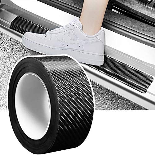 Auto Einstiegsleisten Kohlefaser Aufkleber, 5cm x10m Universal Auto Einstiegsleisten Schutz Einstiegsleisten Aufkleber für Autotür Kantenschutz/Einstiegsleistenschutz/Auto Stoßstangenschutz
