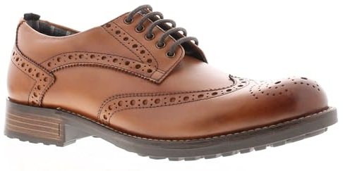 Mens Lace-Ups Premium Leather Formal Shoes for Men with Brogue Detailing. Wing Tip Toe Mens Brown Shoes with TPR Outsole. Office Party Wedding Occasion Footwear