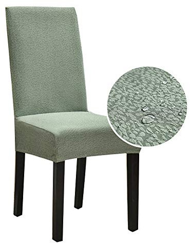 Morbuy Seersucker Stuhlhussen Stretch Universal Stuhlbezug, Wasserdicht Staubdicht Einfarbig Stuhl Husse für Hochzeit Weihnachten Bankett Hotel Dekoration (6 Stück,Olivgrün)