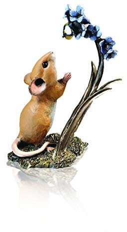 Richard Cooper Studio Cold Cast Bronze Mouse with Bluebells and Bee - Hand Painted by Michael Simpson