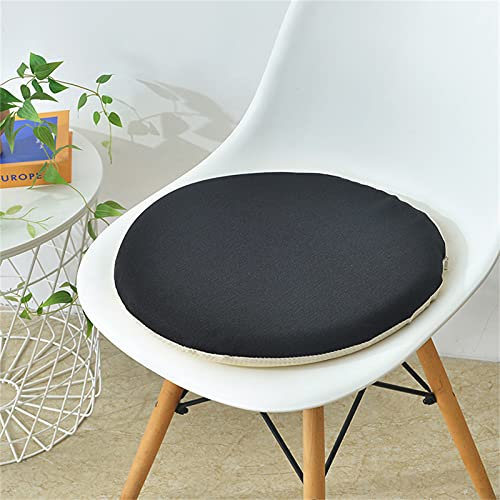 TROYSINC Runde Stuhlkissen, 2er Set Sitzauflage, Memory-Schaum Kissen, Komfortable Sitzkissen, Abnehmbar Stuhl Auflage, Innen- und Außenbereich (Schwarz,Durchmesser 40 cm)