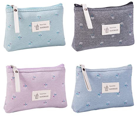 Fyfjur 4 Stück Make-up-Taschen Klein Reise-Kosmetiktasche, Federmäppchen, Tragbare Kulturbeutel Schönheitsbeutel-Tasche, Reise-Waschbeutel für Frauen und Mädchen
