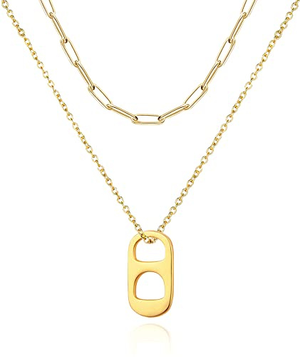 Frodete Soda Tab Necklace for Men Women Gifts Trendy Stuff Soda Bottle Cap Necklaces Punk Beaded Chain Necklaces Christmas Gifts, Copper, No Gemstone