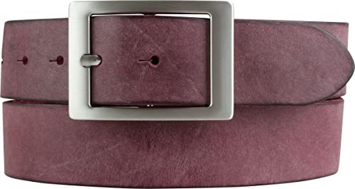 BELTINGER Herren-Gürtel aus weichem Vollrindleder mit Doppel-Schnalle Vintage-Look 4 cm | Jeans-Gürtel für Herren 40mm | Ledergürtel Used-Look | Bordeaux 105cm