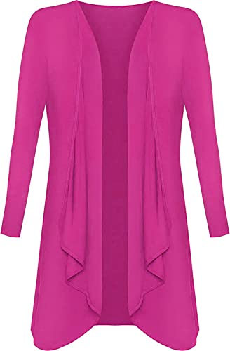 Crazy Girls Womens Waterfall Boyfriend Cardigan, Cerise, ML (UK 12-14)