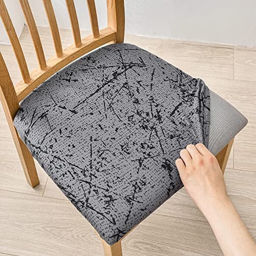 Highdi Housses de Siège de Chaise, Lot de 2, 4 ou 6 Housse de Chaise Stretch Lavable Universelle Amovible Housse Assise Chaise, pour Salle à Manger, Hôtel, Banquet (Gris rétro,2 pièces)