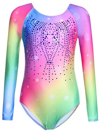 trudge Kinder Turnanzug Gymnastikanzug Mädchen Leotard Langarm Trikot Training Dancewear Gymnastikbody Tanzbekleidung Wettkampf 3-12 Jahre