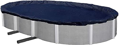 Winter Block Copertura invernale di ottima qualità per piscine ovali fuori terra, 3 m x 4,6 m, copertura invernale per piscine fuori terra, include verricello e cavo, resistenza e durata, protezione