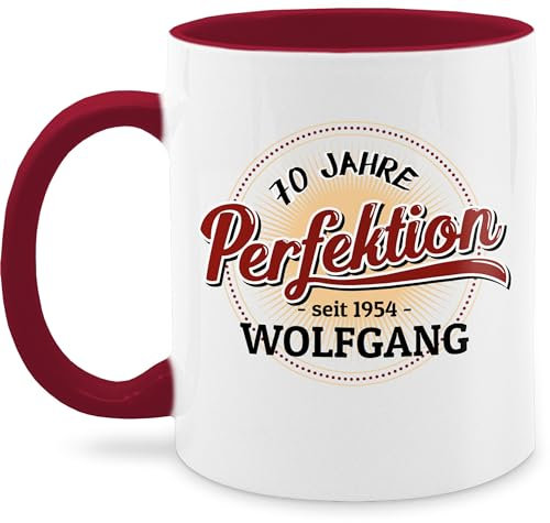 Tasse Tassen 325ml - 70. Geburtstag - 70 Jahre Perfektion - seit 1955-325 ml - Bordeauxrot - geschenke zum spruch 70.geburtstag 1952 haferl für männer ab name 70-geburtstag 1953 teetasse frauen