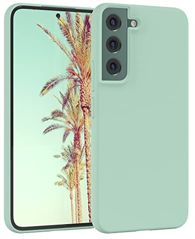 EAZY CASE Premium Silikon Handyhülle kompatibel mit Galaxy S22 5G Slimcover mit Kameraschutz und Innenfutter, Silikonhülle, Schutzhülle, Bumper, Handy Case, Hülle, Softcase, Mint Grün