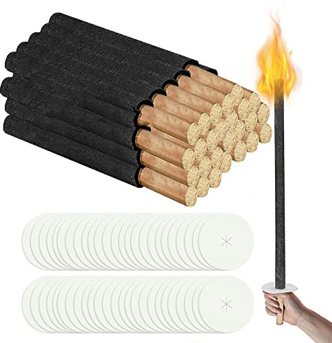 Cecaylie 100 Stück Fackeln Wachsfackeln Brennzeit 100 min, Fackeln für Draußen aus Natürlichem Wachs, mit Handschutz und Langem Griff, für Kinder Outdoor Garten Lagerfeuer Wanderung