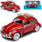 Motormax Volkwagen Käfer 1300 Rot Metallic Mit Dachträger 1961-1974 1/24 Modell Auto mit individiuellem Wunschkennzeichen