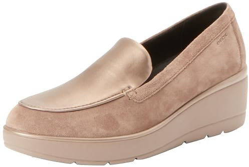 Geox D ILDE B Moccasin, DK Taupe/Lead, 38 EU