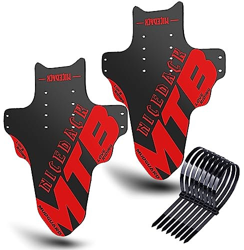 NICEDACK Schutzbleche Mountainbike, 2 Stück Mudguard Fit 20''- 29 Zoll MTB Schutzblech Vorne und Hinten Kompatibler Fahrrad Spritzschutz, Rot