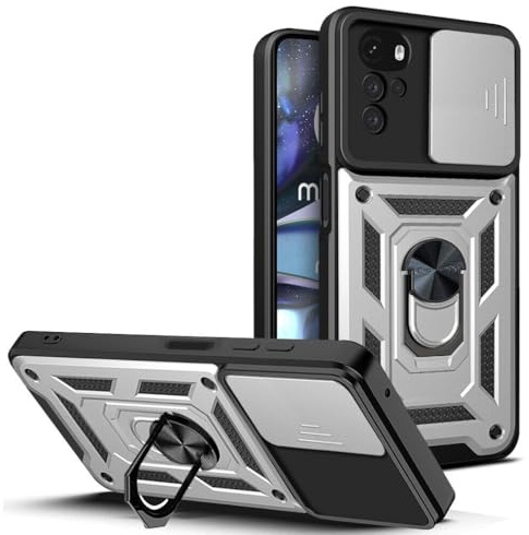 betterfon Handyhülle für Motorola Moto G22 / E32 / E32s | Stoßfest & Kratzfest | Mit Kameraschutz, Anti-Fingerabdruck & robustem Panzerschutz-Design | Silber