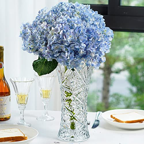 Jarrón de cristal de 11.2 pulgadas de alto, diseño en forma de girasol, jarrón de cristal transparente grueso, regalo para los amantes de las flores