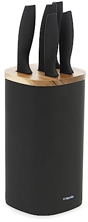 HOMLA Skat Messerset von 6 - Klinge aus Rostfreiem Stahl - 6 Messer und Aufbewahrungsblock - Ergonomisch Geformte Griffe - Ausbalanciert - Elegante Küchenausstattung - Küchengeräte - Schwarz