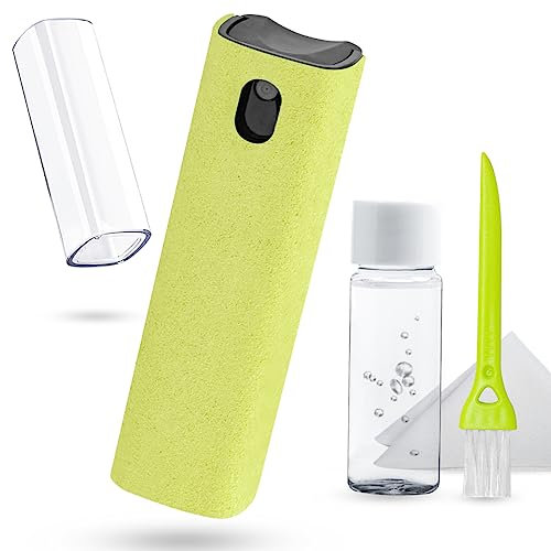 Screen Cleaner Kit, walrfid 20ml Phone Computer Laptop Screen Cleaner Spray with Wipe and Brush for Electronics, TV, Laptop, Tablet, PC, Monitor, LCD Flat Screens, Eyeglasses - Yellow