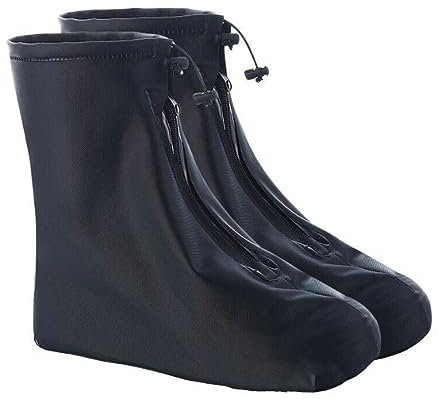 SSRDFU Copriscarpe Impermeabili - Copriscarpe Pioggia Antiscivolo Pioggia Lavabili Pieghevoli con Chiusura Lampo per Uomini Donne Rain Snow Day Strade Fangose Nero(1 PCS)