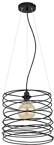 Hängelampe dimmbar mit Fernbedienung LED Hängeleuchte Pendelleuchte schwarz Esszimmerlampe Esstischlampe, RGB Farbwechsel, Metall spiralförmig, 8,5W 806lm warmweiß, DxH 35x128cm