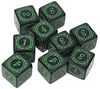 Generic 10 Stück D6 Polyedrische Quadratische Kanten Zahlen 6-seitige Würfel Perlen Tisch Board Würfel Acryl Grün