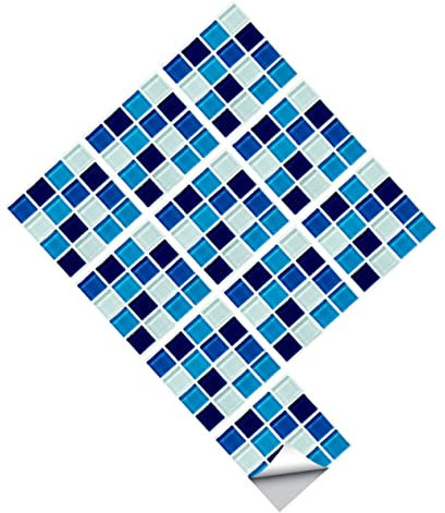 Blaues Mosaik Fliesenaufkleber PVC 10 Stück Selbstklebend