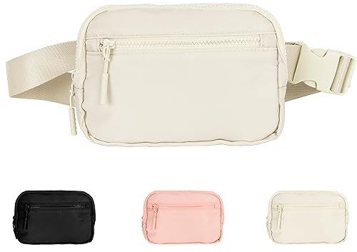 Bauchtasche Damen Klein Gürteltasche Herren Mode Hüfttaschen, Waterproof Waist Bag Crossbody Bag mit Verstellbare Riemen Umhängetasche für Sport, Outdoor, Einkaufen (Beige)