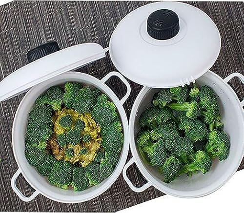 UBOON Quick Cook Pro Olla Multiusos Cocina al Vapor en Microondas, Blanco, Capacidad 2,8 Litros, 20 cm