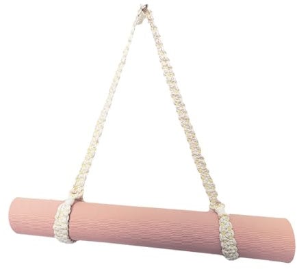 kiido Makramee-Yogamatten-Tragegurt [Matte nicht im Lieferumfang enthalten], handgewebter Mehrzweck-Gurt/Träger für Ihre Yogamatte, Trainingsmatte, Elfenbein, 71INCHES