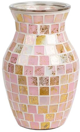 Adedeo Rosa Mosaik Glas Blumenvase Handgefertigt Home Dekorative Glas Mosaik Vasen für Wohnzimmer, Küche und Hochzeit