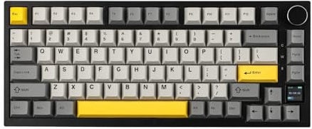 EPOMAKER Ajazz AK820 Pro 75% Gasket Teclado Mecánico Inalámbrico/Bluetooth/USB-C, Iluminación RGB, con TFT Pantalla y Foam insonorizantes para Mac/Win/PC (Grey, Ajazz Gift Switch)