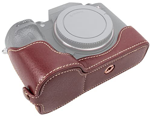 Camera Half Case Grip Bag with Bottom Opening Design for Sony A9/A7RIII/A7III, Protects From Dust, Damage and Scratches (Coffee)