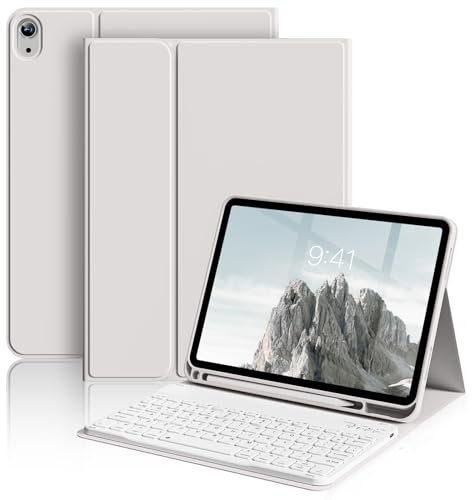 ZOYU Keyboard Case for iPad (A16) 11th Generation 11 Inch 2025, iPad 10th Generation 10.9 inch 2022, Stand Folio Detachable Wireless Bluetooth Rechargeable Keyboard Case with Pencil Holder, Gray
