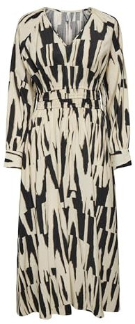 ONLY Women's Onlmila Life L/S V-Neck midi Dress Ptm, Black/AOP: Cherie Graphic, XL